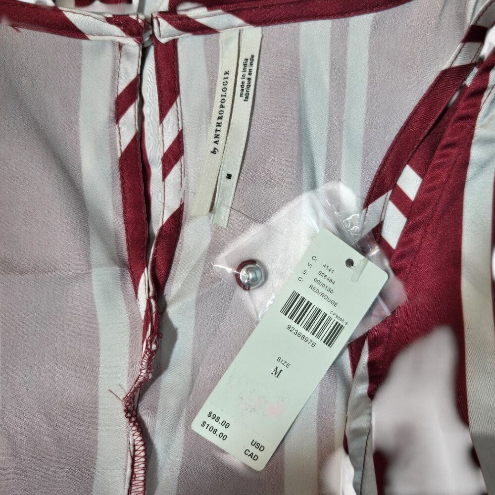 Anthropologie Women's Belted Striped Sleeveless V-Neck Romper Red & White NWT - Picture 7 of 12